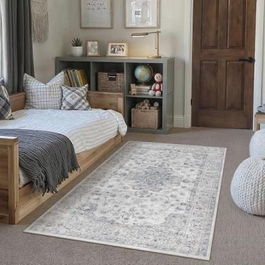 Imagem de HUGEAR Tapetes laváveis à máquina, 10 x 15 cm, vintage, azul, para sala de estar, estilo neutro, antiderrapante, resistente a manchas, para escritório, casa, retrô, estética, decoração moderna