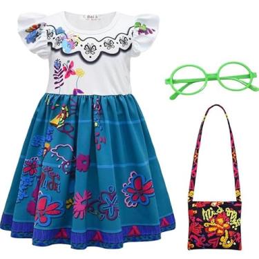 Imagem de Choadam Vestido Mirabel para meninas e crianças pequenas vestido de princesa preto fantasia de bruxa fantasia de princesa pêssego vestido rosa