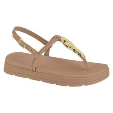 Imagem de Sandália Moleca Feminina Rasteira Detalhe Dourado Estiloso-Feminino