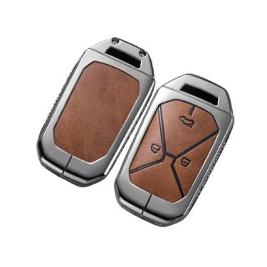Imagem de Capa de couro para chave de carro, liga de zinco, compatível com kain kaiyi kunlun ihd r 300 500 ev, acessórios internos(A brown cover)