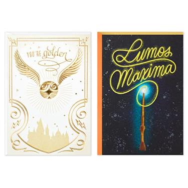 Imagem de Hallmark Pacote com 2 cartões de aniversário Harry Potter (Snitch e Varinha)