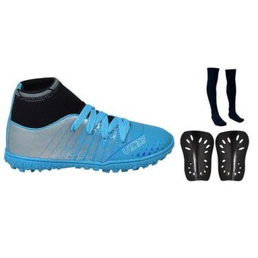 Imagem de Chuteira Society Infantil Botinha Cano Alto Grama Sintética Sosaite Fu