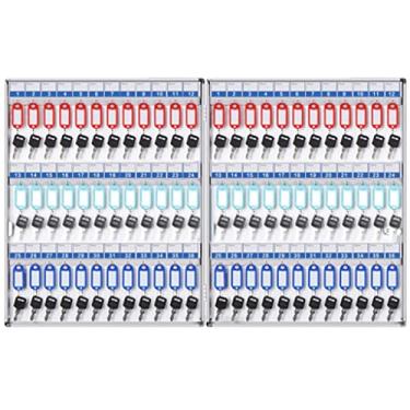 Imagem de Caixa organizadora de chaves para armário de chaves, caixa de armazenamento de chaves de carro, gerenciamento de chaves com 32 a 72 ganchos, organizador de chaves para hotel de garagem, borda de liga