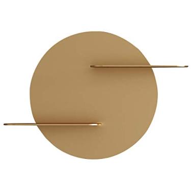 Imagem de Prateleiras flutuantes rack de pendurar na parede de forma redonda, decoração de parede criativa, prateleira de armazenamento de quarto, fundo de sala de estar, rolamento de carga 8 kg (cor: ouro
