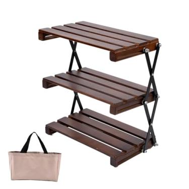 Imagem de Rack de armazenamento de acampamento Prateleira de mesa dobrável de 3 camadas Mesa de piquenique portátil com bolsa de transporte para cozinhar ao ar livre Festa de piquenique de