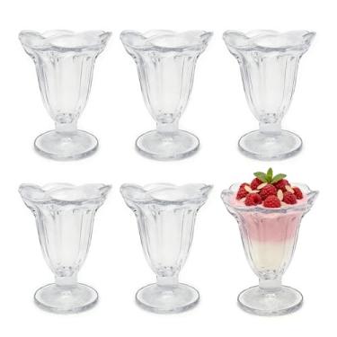 Imagem de yaenoei Pacote com 6 copos de vidro para sudae de tulipa, tigelas de sobremesa transparentes de 200 ml para sorvete, milkshakes, sorvete, frutas, salada, lanche e coquetéis