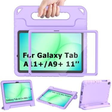 Imagem de AVAWO Capa infantil à prova de choque para Samsung Galaxy Tab A9+ Plus 11 polegadas com protetor de tela embutido, roxo claro doce