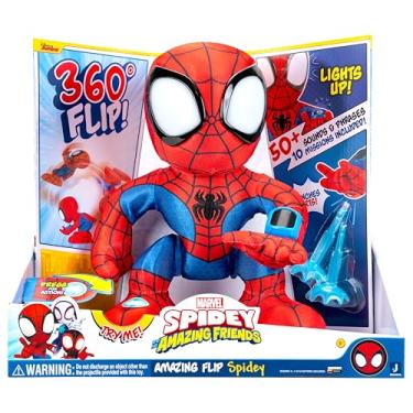 Imagem de Marvel Spidey and His Amazing Friends Amazing Flip Spidey - 12-Inch Animatronic Plush with Lights, Sounds, and Web Dart Launcher