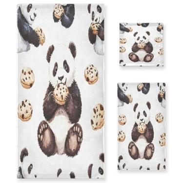 Imagem de xigua Lindo conjunto de toalhas de banheiro panda absorvente macio 3 peças toalha de banho toalha de mão toalhas decorativas para banheiro, academia, hotel, praia, piscina