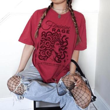 Imagem de Camisa Camiseta Feminina Feminine Rage Furia Feminina Medusa 100 Algod