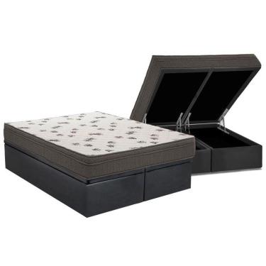 Imagem de Cama Box Baú Queen: Colchão Espuma D45 Ortobom Light + Base Crc Suede Gray(158X198)