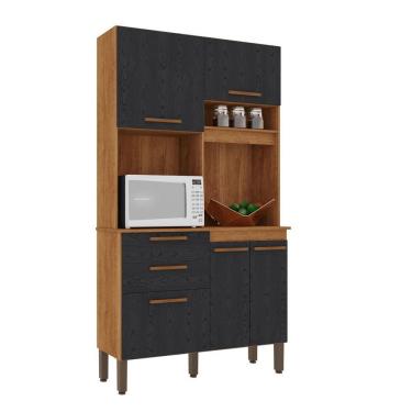Imagem de Armário De Cozinha 5 Portas 2 Gavetas Dubai Salleto Cinamomo-preto