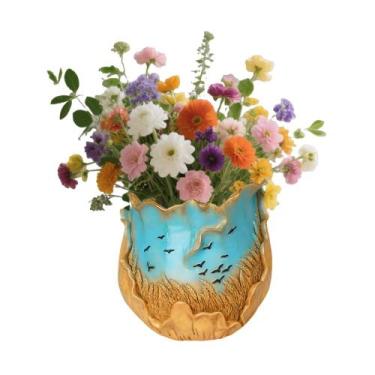 Imagem de Vaso de flores em resina de estilo europeu com design de campo de trig