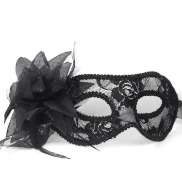 Imagem de Máscara de cosplay Masquerade Venetian Lace Side Flower Half Turbi - y