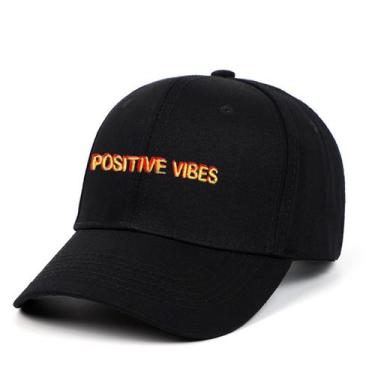 Imagem de Boné de beisebol Positive Vibes Anime Snapback HipHop Preto - yiweisai