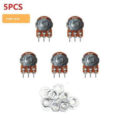 Imagem de Potenciômetro Rotativo 100K 15mm 3 Pinos 5 Peças WH148 Potenciômetro L