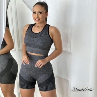 Imagem de Conjunto Feminino Academia Top E Short Poliamida Premium - Monte Sião,