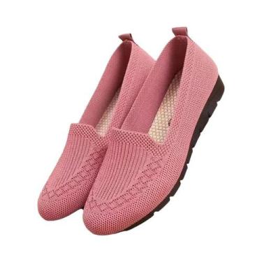 Imagem de Sapatos Femininos Confortáveis De Malha Com Bico Plano Para Escritório