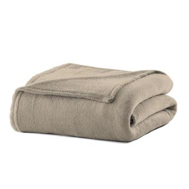 Imagem de Cobertor Manta de Microfibra Liso Solteiro 150x220cm  Camesa, Bege