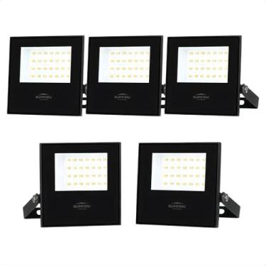 Imagem de Kit 5 Refletor Holofote de Led Slim 50W Blumenau IP65 4100K Neutro Sua