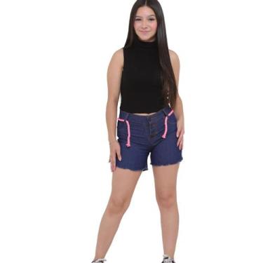 Imagem de Short Jeans Juvenil Feminino Lycra Lavagem Escura - Tamanhos 10 a 16 -
