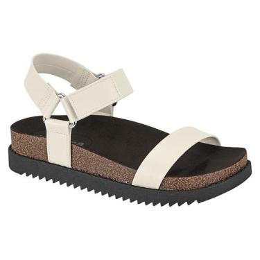 Imagem de Sandália Papete Moleca Flatform Conforto Casual, Branco, Preto, 36