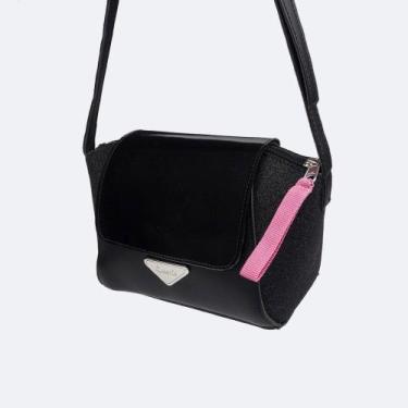 Imagem de Bolsa Tiracolo Tweenie Glitter e Verniz Preta 580.233, Preto