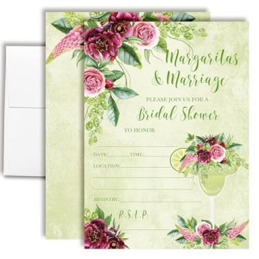 Imagem de Convites para chá de panela Margaritas & Marriage - 20 cartões de preenchimento 5x7 Fiesta com envelopes - Convites de chá de casamento com tema floral Margarita por AmandaCreation