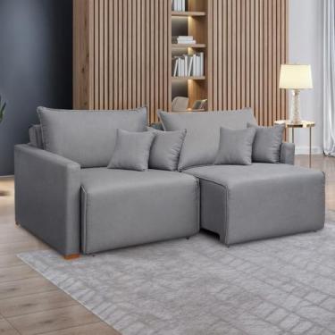 Imagem de Sofá Cama Retrátil e Reclinável 2 Lugares 180cm Pés Madeira Maciça Júl