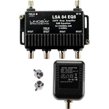Imagem de Cabo de 4 portas TV/Antena/HDTV/Amplificador de sinal digital da Internet/Booster/Splitter/equalizador com retorno passivo, terminadores F59 (Lindsay LSA84-EQ8)