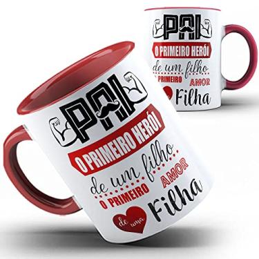 Imagem de Caneca vermelha Pai primeiro herói papai