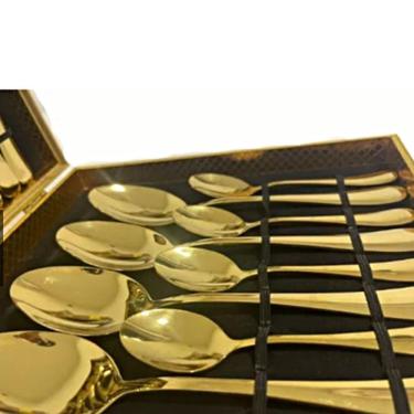 Imagem de Faqueiro Dourado Luxo 16 Pçs Aço Inox Jogo De Talher Songhe