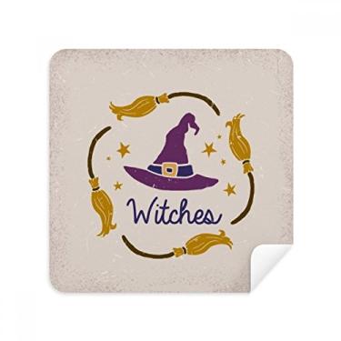 Imagem de Chapéu roxo estampa desenho animado óculos de Halloween pano limpador de tela tecido camurça pacote com 2