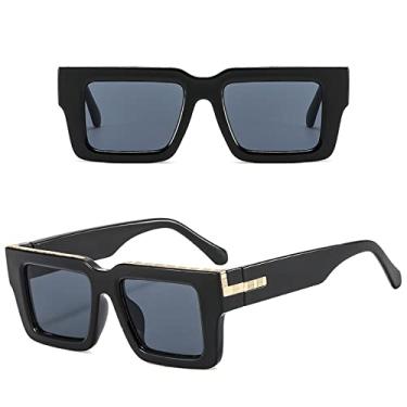Imagem de Óculos de sol grandes moda leopardo feminino designer de luxo armação grossa óculos de sol quadrado gradiente oculos, preto preto, tamanho único