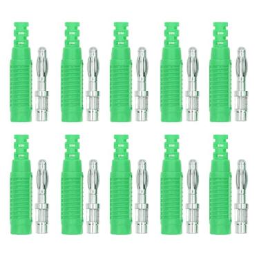 Imagem de Conjunto de 10 Plugues Banana Macho Plugue Macho Banana de Latão Plugue PA Jack Conector Press Fit Tubo de Isolamento Adaptador de Sonda J.10031 (Verde)