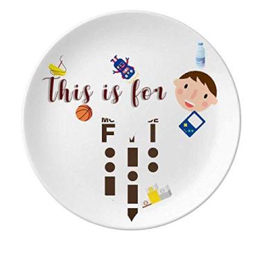 Imagem de Morse Code – Placa de porcelana com pontos de referência – Prato redondo para jantar