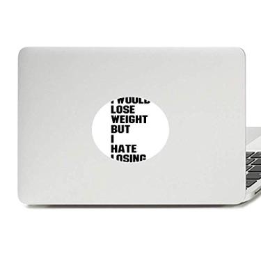 Imagem de Adesivo de notebook preto inglês com emblema de vinil e slogan perdendo peso
