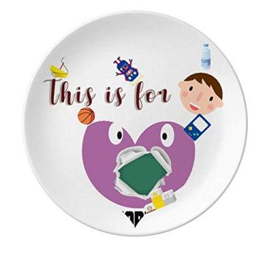 Imagem de Prato de porcelana divertido Laugh Mouth roxo Emoção Chortle jantar redondo Prato menino homem