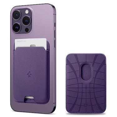 Imagem de Spigen Valentinus (MagFit) Suporte Magnético para Cartão com 2 Cartões Projetado para MagSafe compatível com Modelos iPhone 16, iPhone 15, iPhone 14, iPhone 13, iPhone 12 - Roxo