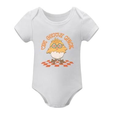 Imagem de SHUYINICE Macacão infantil engraçado para meninos e meninas macacão premium para recém-nascidos One Groovy Chick Baby Onesie, Branco, 3-6 Months