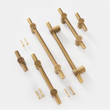 Imagem de Puxadores de móveis de bronze amarelo bronze armário armário cômoda caixa de sapato gaveta armário botões t-bar, l3112, yb, xs, china