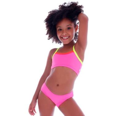 Imagem de Biquini Infantil Top Neon Rosa - Cecí - Ceci Moda Praia, 20 - M Adulto