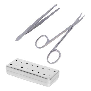 Imagem de Kit Sutura Retirar Pontos Esterilizável Com Estojo Aço Inox