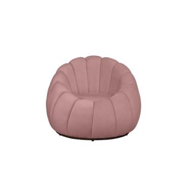 Imagem de Poltrona Decorativa Concha Veludo Rosa - Mansão Decor