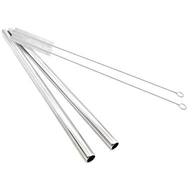 Imagem de Conjunto de canudos super grandes, 30,5 cm, extralongos, 1,27 cm, reutilizáveis, 304 de grau alimentício, aço inoxidável 18/8 para bebidas congeladas, batidos e batidos de chá com bolhas de boba -