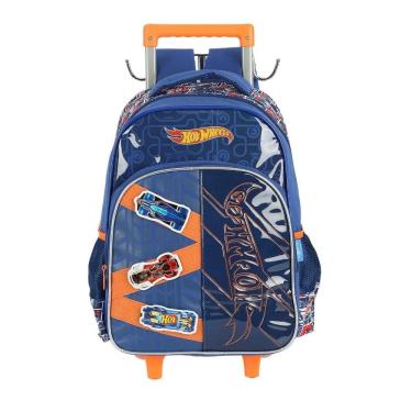 Imagem de Mochila de Rodinhas Com Alça Luxcel Hotwheels Pistas Azul