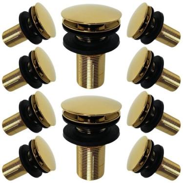Imagem de Kit 10 Válvula Ralo Click Luxo 7/8 Metal Pia e Cuba Dourada - Montelar