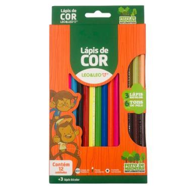 Imagem de Lápis De Cor 12 Cores 3 Bicolor Leo&Leo Formato Sextavado - Leonora