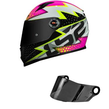 Imagem de Capacete LS2 FF358 Speedy Branco e Rosa Mais Viseira Fumê