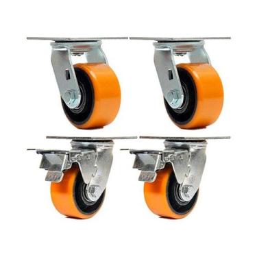 Imagem de Kit 4 un rodízio giratório freio poliuretano ferro pu 3" - AJAX